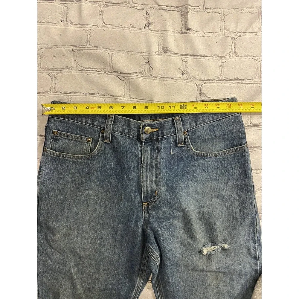 Vintage Mens Carhartt Blue Jeans CLEAN Size 34x29 Distressed Denim Pants Ripped